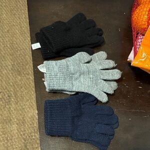 H&M Trio of Knit Gloves - Black, Gray, and Navy